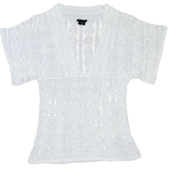 NWT Theory Kyoko Crochet Knit Top White Cotton S Boho Resort Coverup - Picture 1 of 10